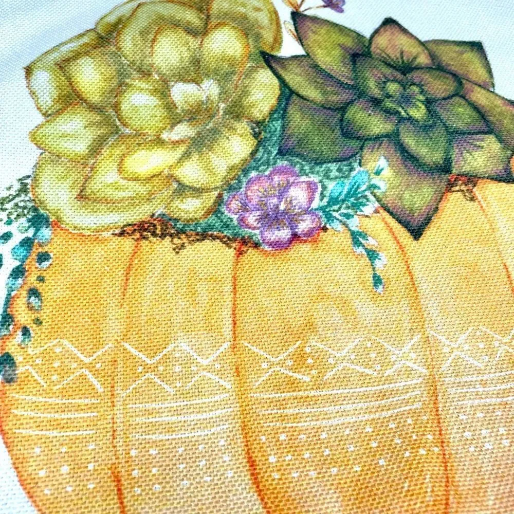 Succulent Pumpkin Pillow Cover 16 x 16 Standard Fits 18 x 18 Pillow Insert Fall